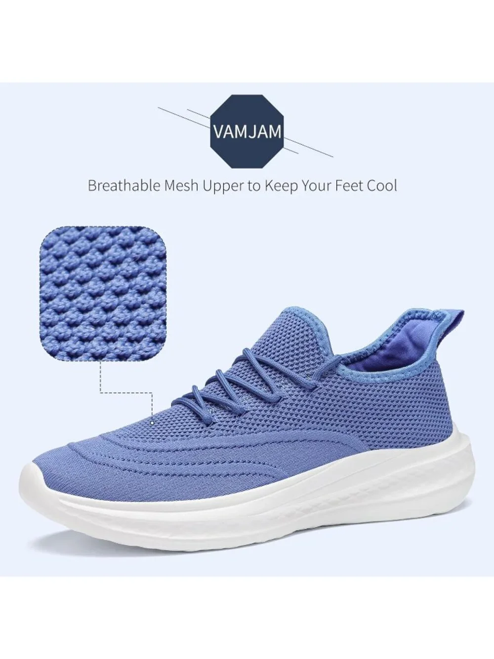 Men's Blue Running Shoes Slip On Walking Shoes Non Slip Lightweight Sneakers